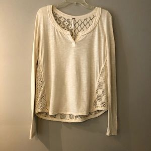 Final Price Free People Cream Cotton Crochet Sweater